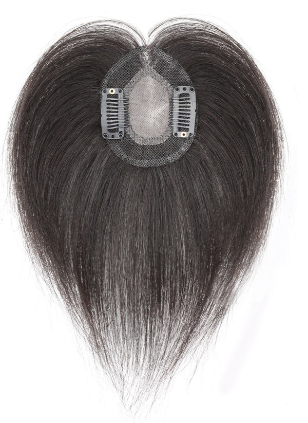 2.3"x2.75" 100% human hair topper bang wiglet, Natural Black, 6"