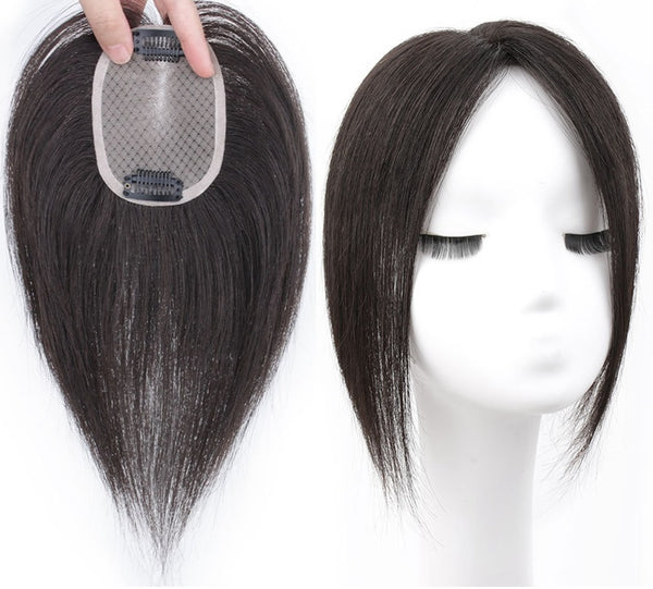 2.75"x4"mono 100% human hair topper bang wiglet for women, Natural Black, 6"~10"