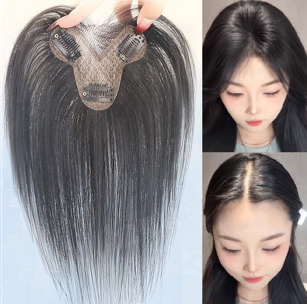 3.13"x4.3"Traceless Front Lace 100%Human Hair Hairline Topper Cover Head Top 10"