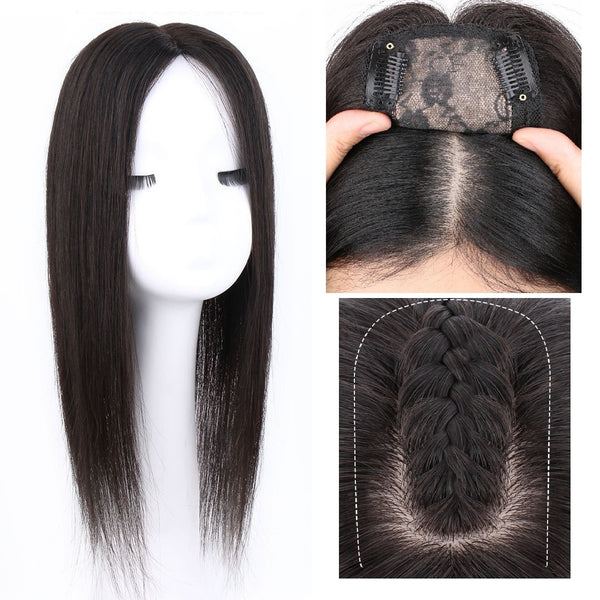 4.7"x3.15" Human Hair Topper For Women, Free Part Silk Top Effect Hairpiece 18"~20"