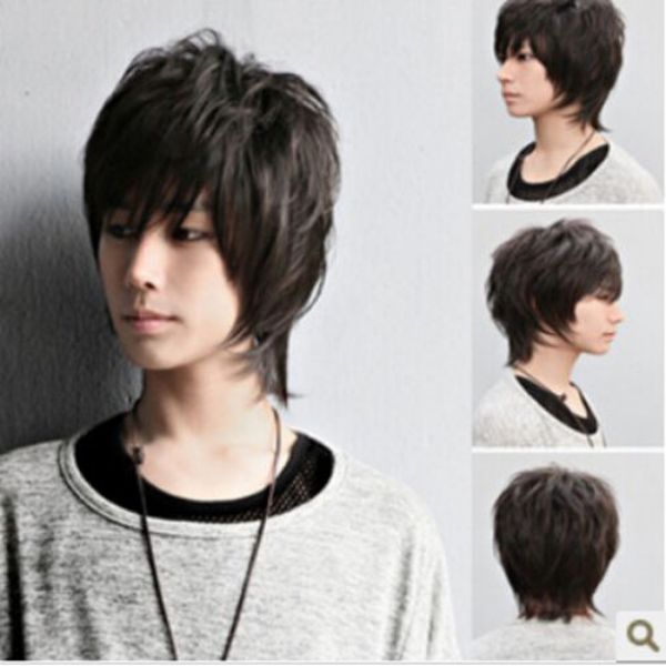 Black/Brown Human Hair Full Wig for Men-L07