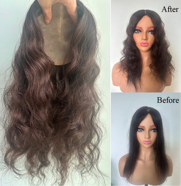 3 Days Customization! 5.5"x6" Wavy Virgin Human Hair Topper, Free Part Silk Top Skin,110% Density, 8"~20"