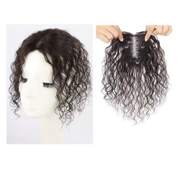 3.5"x4"Thin Swiss 100% human hair wavy hair topper With/No Bang for women 10"