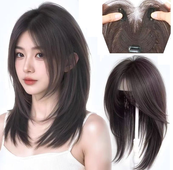 3.5"x4.3" Free Part Lace Heat Resistant Wavy Synthetic Hair Topper Clip in 16"