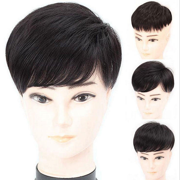 6.3"x7" Mens toupee topper synthetic hair piece real as human hair glueless