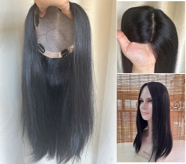 6.3"x6.3" Best Virgin Human Hair Topper, Free Part Silk Top Skin,110% Density, 12"~16"